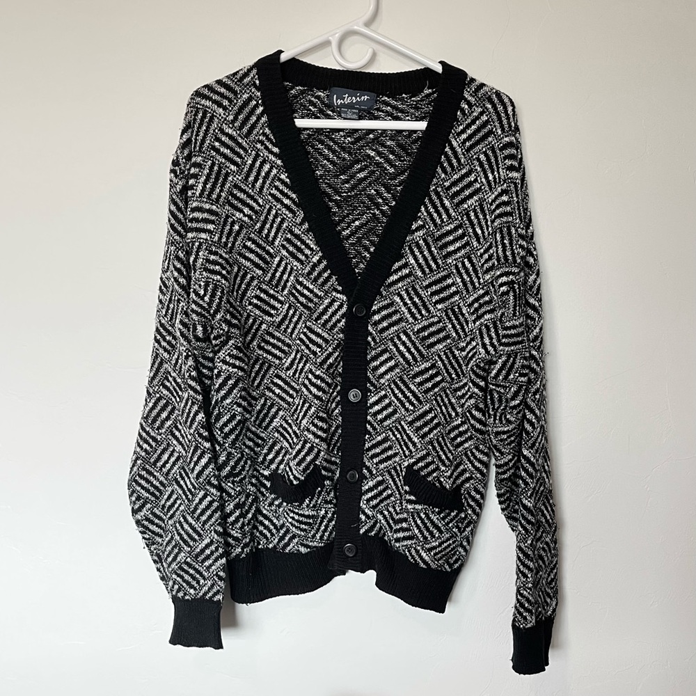 M or L Black and White Cardigan